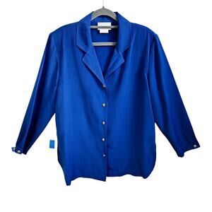 Erin London Women's S Royal Blue Blazer Top Decorative Buttons Elevated Basic